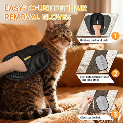 Yeewayveh Reusable Pet Hair Removal Gloves - Multi-Pack Static Fur Cleaning Mitts for Furniture, Bedding, Clothing, and Vehicles