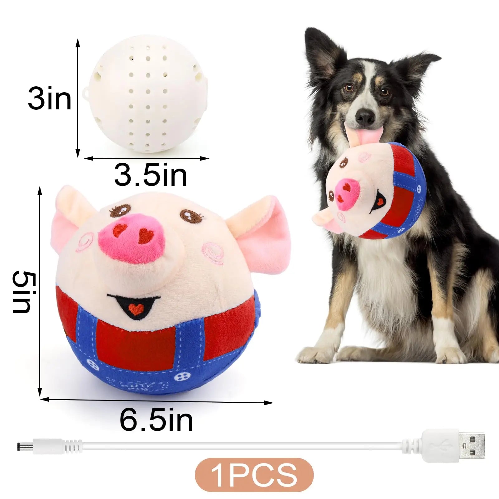 Interactive Jumping Squeaky Pig Dog Toy with Recording and Music Modes - Rechargeable Moving Chew Toy for Small to Medium Dogs