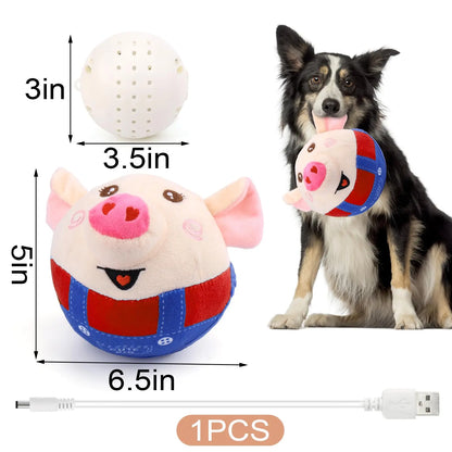Interactive Jumping Squeaky Pig Dog Toy with Recording and Music Modes - Rechargeable Moving Chew Toy for Small to Medium Dogs