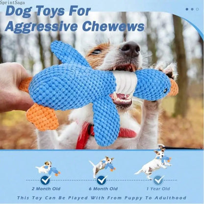 Durable Plush Squeaky Dog Toys for Large Dogs - Interactive Chew Toys in Duck and Platypus Shapes