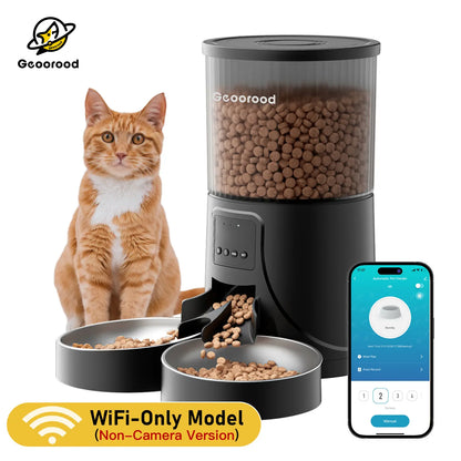 Geoorood Automatic Cat Feeder with Camera, 1080P HD Video, 2.4G Wifi Smart Pet Feeder with One-Way Audio, 4L Large Capacity, Dual Bowl Design for Cats and Small/Medium Dogs#Dealsforyoudays #Summerwins