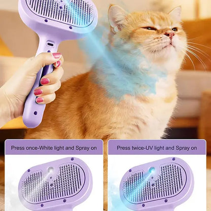 Blue Light Model Steam Brush,Dog Brush, Brush, Pet Spray, Steam Brush, for Dogs and , Anti-Static Hair Removal , Hair , Grooming Tools for Long and Short-Haired Pets, Purple Stuff