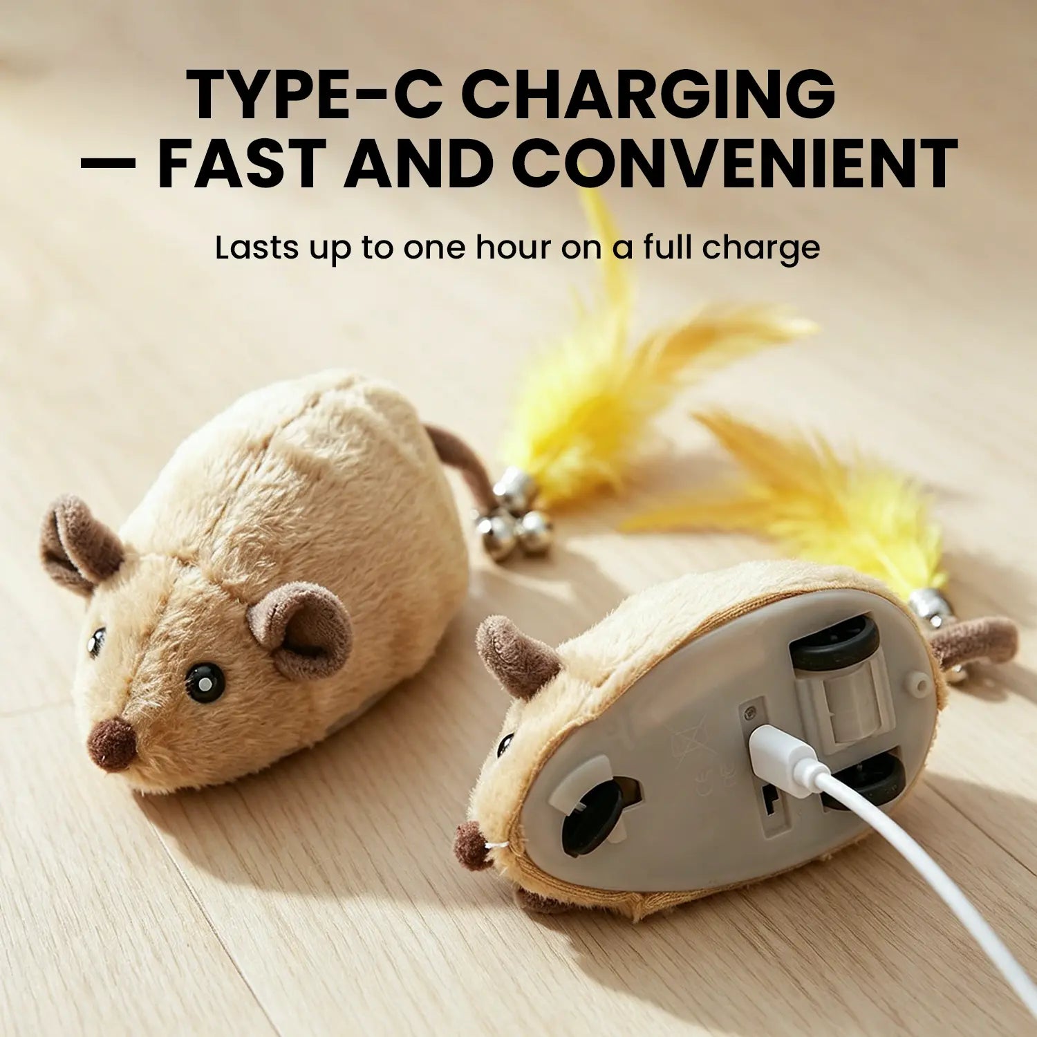 Geoorood USB Rechargeable Random Movement Mouse Toy for Indoor Cats (5V/1A Adapter Required, Not Included)