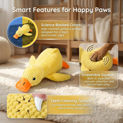 Squeaky Duck Playful Plush Dog Toy - Ultra-Soft Corduroy Tug Chew Toy with Built-In Sound, Durable Safe Interactive Plaything for Dogs & Puppies, Playful Plush Toys, Tug Plush Toys