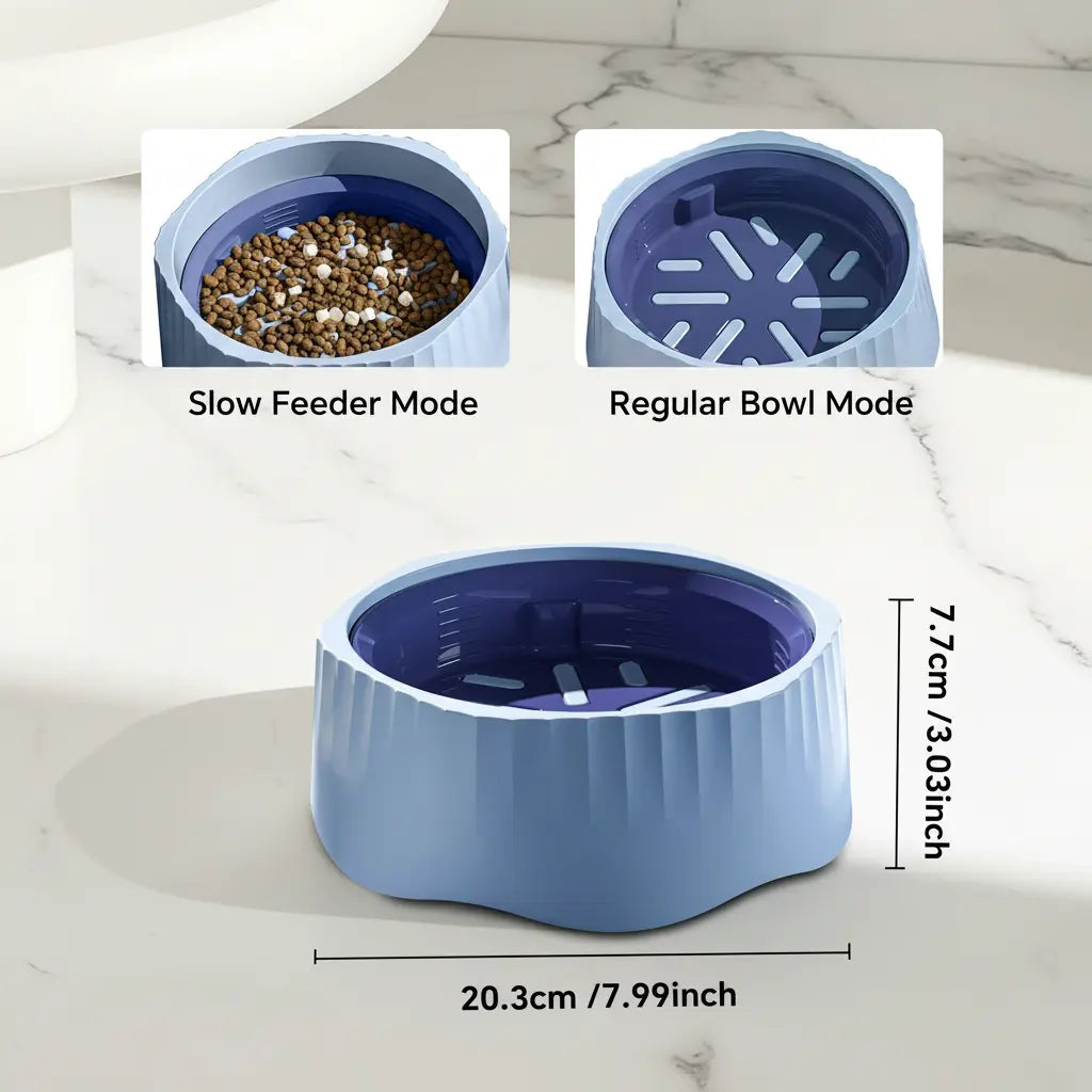 Large Snowflake Maze Slow Feeding Bowl for Dogs - 2-in-1 Design with Removable Insert, Dual Feed Modes, Durable Construction, Easy to Clean, Non-Slip Rubber Base, Promotes Healthy Digestion and Reduces Bloating