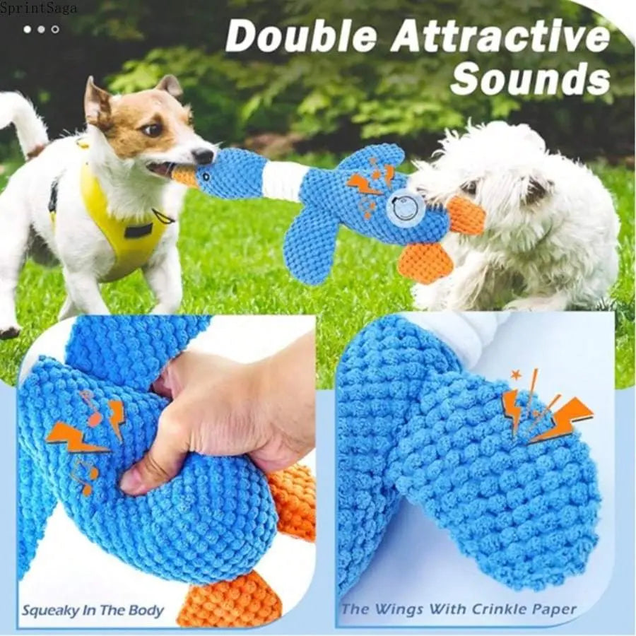 Durable Plush Squeaky Dog Toys for Large Dogs - Interactive Chew Toys in Duck and Platypus Shapes