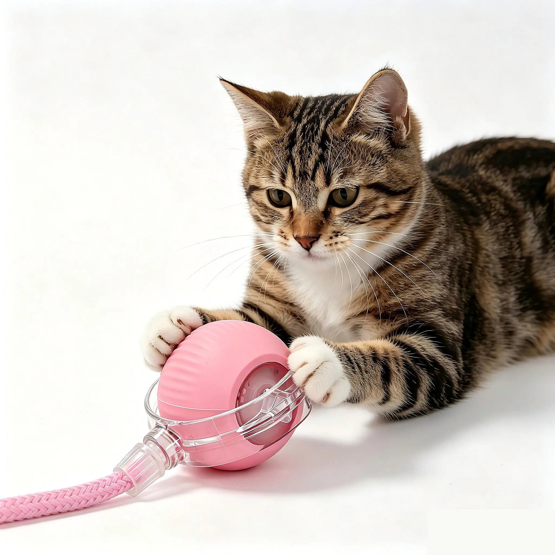 2026 New Smart Automatic Rolling Rubber Ball Cat Toy - USB Rechargeable, Light-Up, Quiet, Bite-Resistant, Wear-Resistant, Non-Toxic, Shatterproof, Plain, Adjustable Mode, Speedy Tail Moving, Universal Fit Interactive Pet Toy (Free Gift Included)