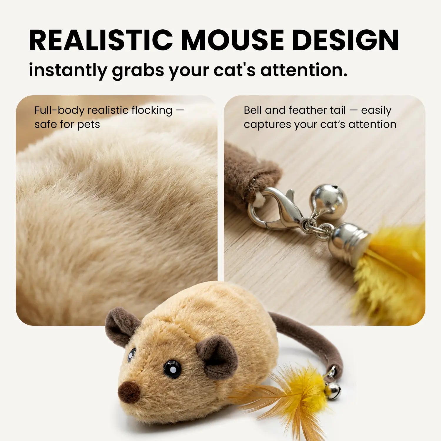 Geoorood USB Rechargeable Random Movement Mouse Toy for Indoor Cats (5V/1A Adapter Required, Not Included)