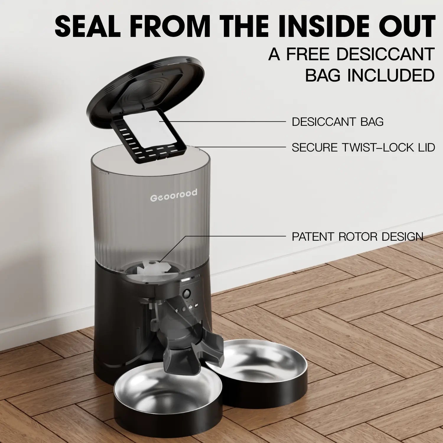 Geoorood Automatic Cat Feeder with Camera, 1080P HD Video, 2.4G Wifi Smart Pet Feeder with One-Way Audio, 4L Large Capacity, Dual Bowl Design for Cats and Small/Medium Dogs#Dealsforyoudays #Summerwins
