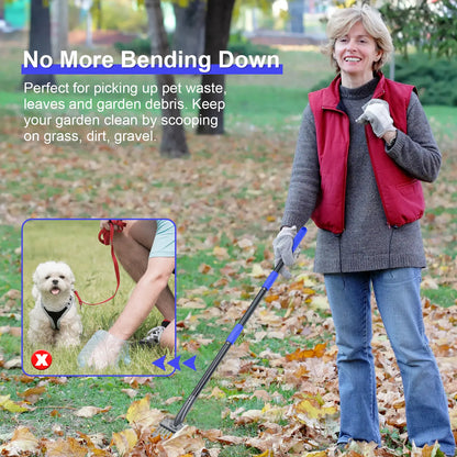 Pooper Scooper, Dog Pooper Scooper Tray and Rake Set with Adjustable Stainless Steel Long Handle for Large Medium Small Dogs