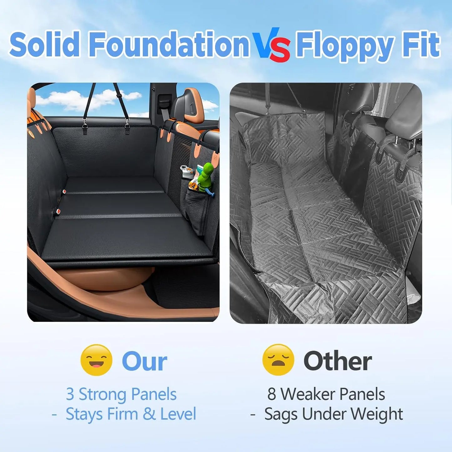 Premium Waterproof Dog Rear Seat Extender and Car Seat Cover, Enhanced Durability and Safety Features, Easy to Clean, Supports Up to 400 Pounds, Foldable Design for Comfort and Convenience
