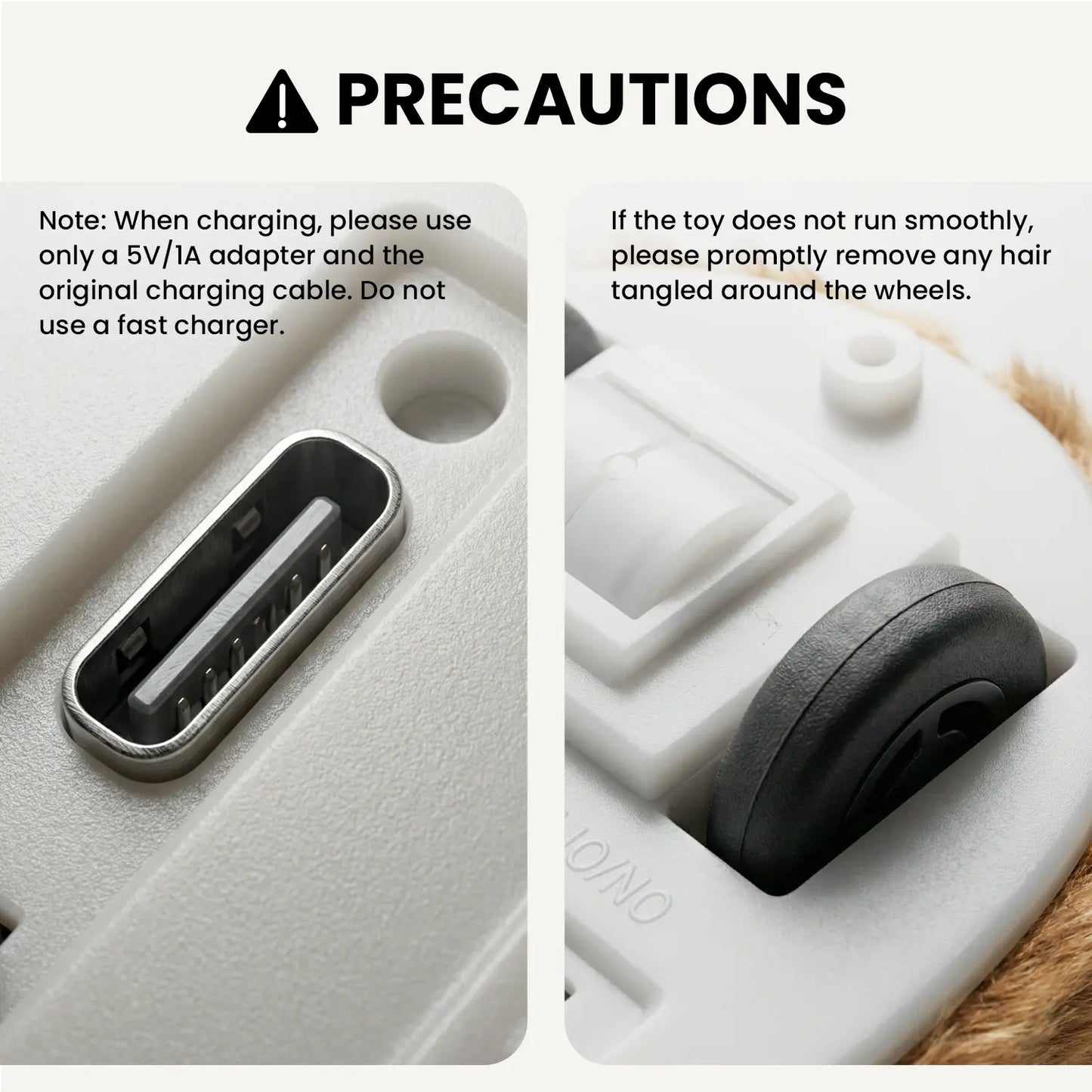 Geoorood USB Rechargeable Random Movement Mouse Toy for Indoor Cats (5V/1A Adapter Required, Not Included)