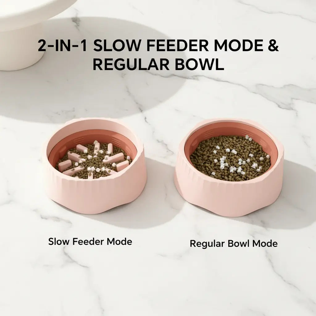 Large Snowflake Maze Slow Feeding Bowl for Dogs - 2-in-1 Design with Removable Insert, Dual Feed Modes, Durable Construction, Easy to Clean, Non-Slip Rubber Base, Promotes Healthy Digestion and Reduces Bloating