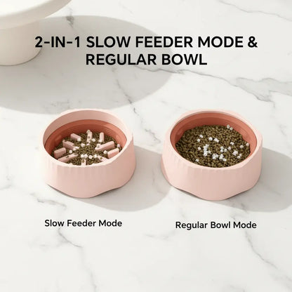 Large Snowflake Maze Slow Feeding Bowl for Dogs - 2-in-1 Design with Removable Insert, Dual Feed Modes, Durable Construction, Easy to Clean, Non-Slip Rubber Base, Promotes Healthy Digestion and Reduces Bloating