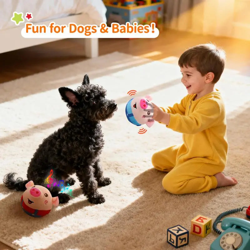 Interactive Jumping Squeaky Pig Dog Toy with Recording and Music Modes - Rechargeable Moving Chew Toy for Small to Medium Dogs