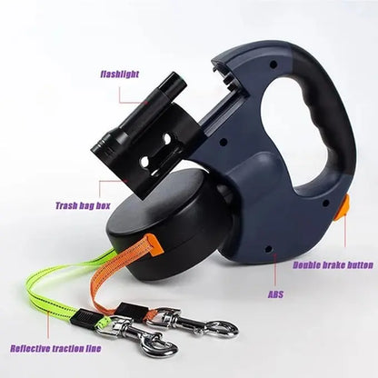 Tangle-Free Dual Dog Leash with 360° Swivel Head – for 2 Medium -Large Dogs (30 Lbs), 10Ft Retractable Leash, Lightweight Anti-Wear Handle, Dogaccessories,Puppy Essentials, No Tangle Leash, Retractable Dual Leash
