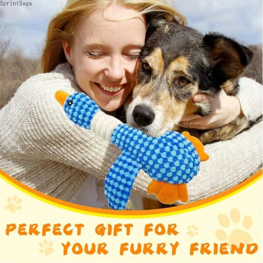 Durable Plush Squeaky Dog Toys for Large Dogs - Interactive Chew Toys in Duck and Platypus Shapes