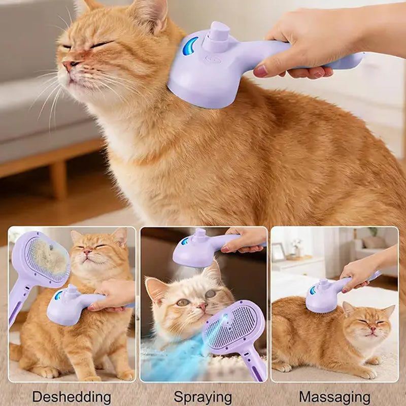 Blue Light Model Steam Brush,Dog Brush, Brush, Pet Spray, Steam Brush, for Dogs and , Anti-Static Hair Removal , Hair , Grooming Tools for Long and Short-Haired Pets, Purple Stuff