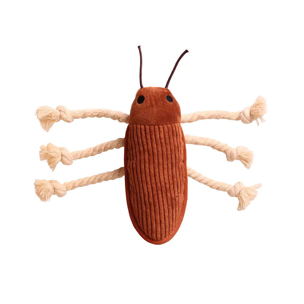 Pet Balloon Cockroach Dog Toy, Interactive Squeaky Plush Chew Toy with Rope Legs, Tug of War Toy for Small Medium Large Dogs, Puppy Enrichment Toy