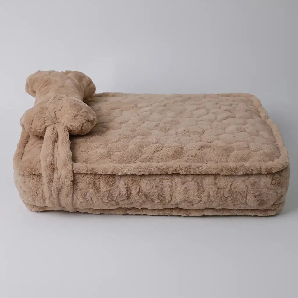 TORYEA PET Cloudnest Plush Dog & Cat Bed - Calm Beige Edition, Ultra Soft Faux Fur, Thick Supportive Joint Support Cushion, Detachable Washable Cover, Non-Slip Bottom, Elegant Home Design, All Ages Deep Sleep Premium All-Season Pet Bed