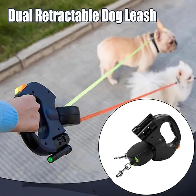 Tangle-Free Dual Dog Leash with 360° Swivel Head – for 2 Medium -Large Dogs (30 Lbs), 10Ft Retractable Leash, Lightweight Anti-Wear Handle, Dogaccessories,Puppy Essentials, No Tangle Leash, Retractable Dual Leash
