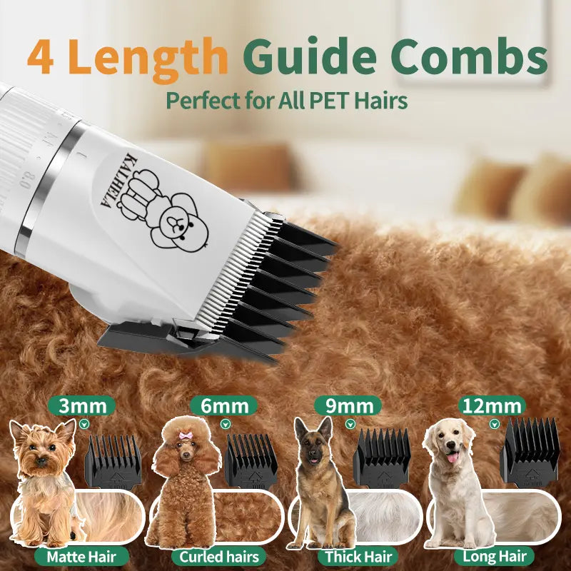 Professional Dog Grooming Clippers and Nail Grinder Trimmer Kit, Rechargeable Cordless, Low Noise, Suitable for Cats and Dogs (White)
