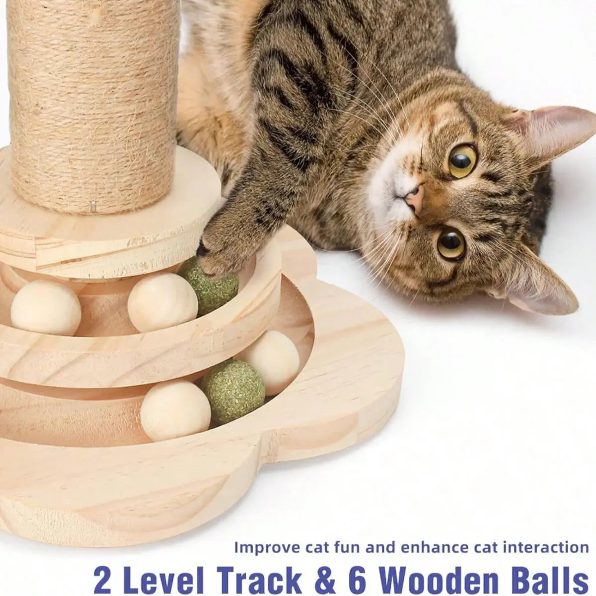 Solid Wood Standing Cat Climbing Tower - Scratcher Board, Vertical Scratcher, Scratching Post, Interactive Toy for Felines That Encourages Climbing, Enhances Playtime, Keeps Feline Entertained