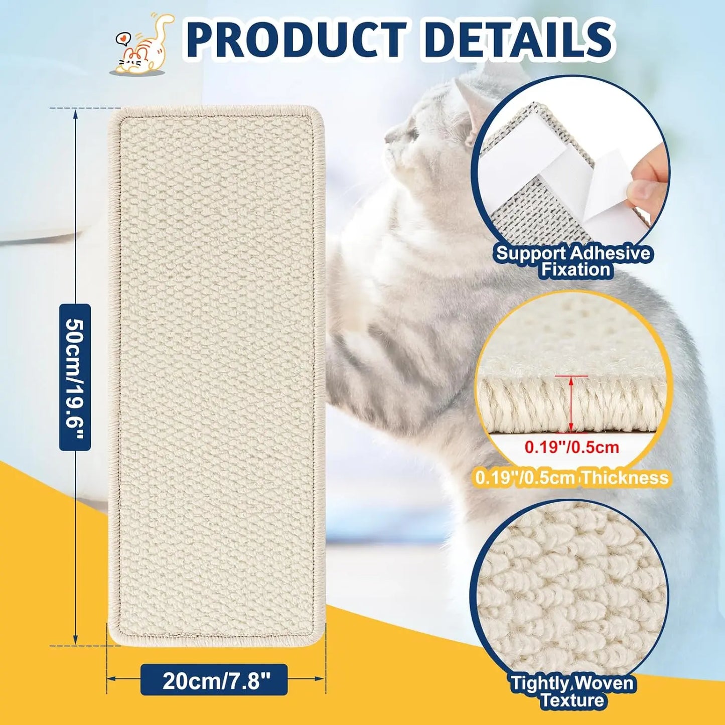 Door Protector for Cats - Eco-Friendly Scratch Mat for Door Frames, Furniture, and Couch Sides, Durable and Safe Solution for Indoor Cats