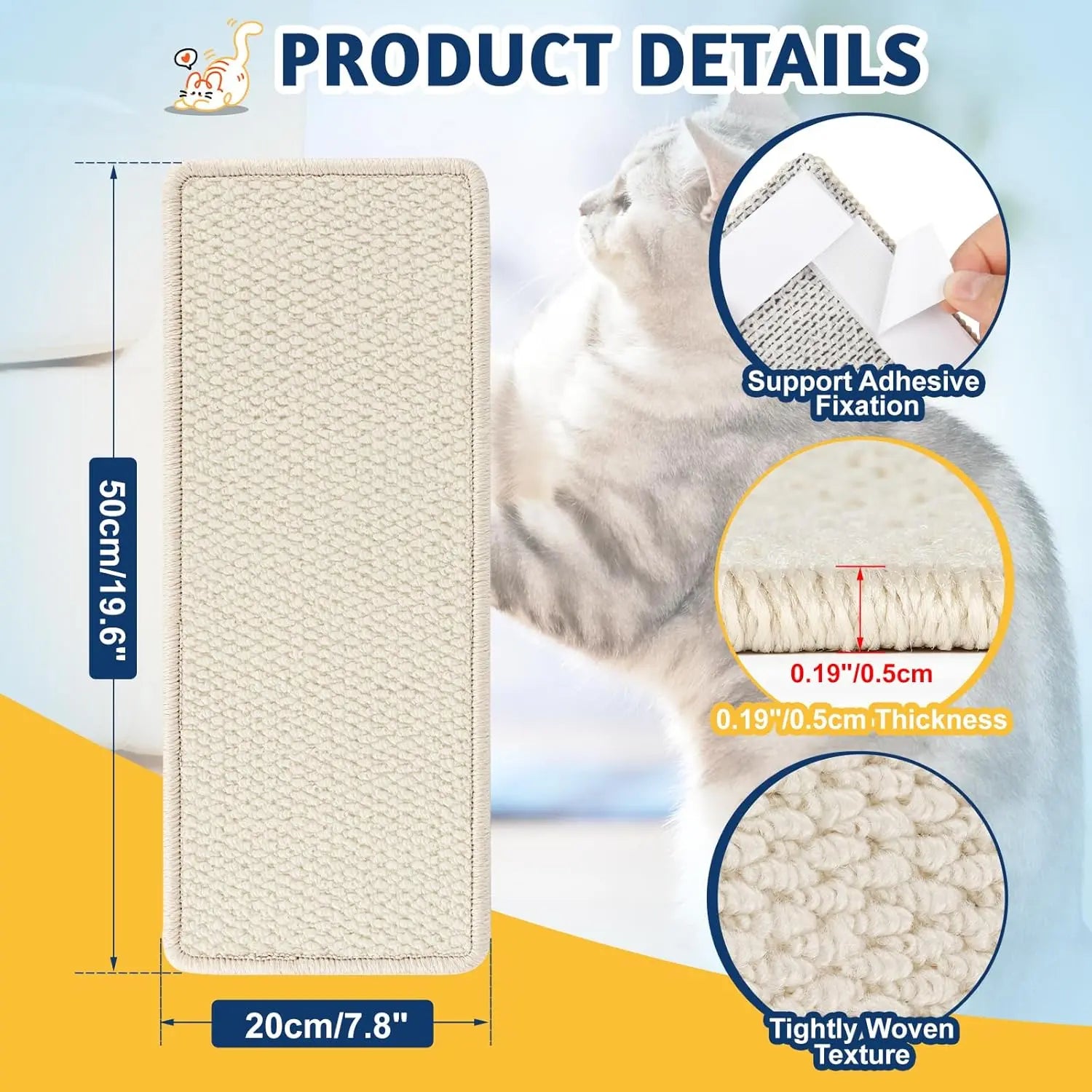 Door Protector for Cats - Eco-Friendly Scratch Mat for Door Frames, Furniture, and Couch Sides, Durable and Safe Solution for Indoor Cats