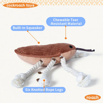 Pet Balloon Cockroach Dog Toy, Interactive Squeaky Plush Chew Toy with Rope Legs, Tug of War Toy for Small Medium Large Dogs, Puppy Enrichment Toy