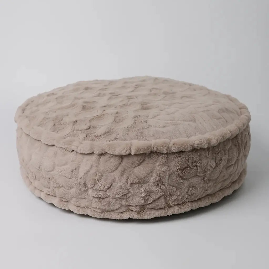 TORYEA PET Cloudnest Plush Dog & Cat Bed - Calm Beige Edition, Ultra Soft Faux Fur, Thick Supportive Joint Support Cushion, Detachable Washable Cover, Non-Slip Bottom, Elegant Home Design, All Ages Deep Sleep Premium All-Season Pet Bed