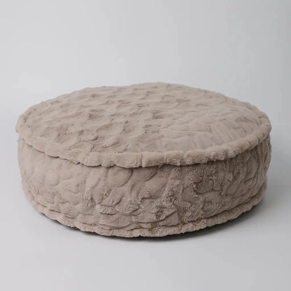 TORYEA PET Cloudnest Plush Dog & Cat Bed - Calm Beige Edition, Ultra Soft Faux Fur, Thick Supportive Joint Support Cushion, Detachable Washable Cover, Non-Slip Bottom, Elegant Home Design, All Ages Deep Sleep Premium All-Season Pet Bed