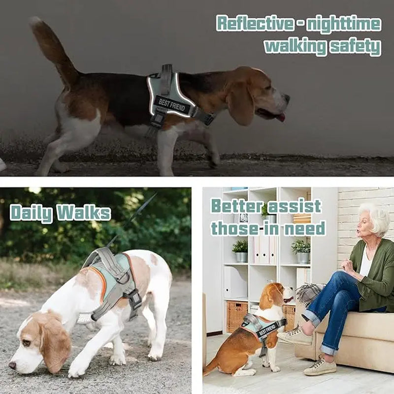 【#Summersale】No Pull Dog Harness Straps, Safety Harnesses for Dogs – Soft Padded Service Vest, Reflective, Adjustable, Easy on & off – Ideal for Walking & Training, Fits Small, Medium & Large Dogs