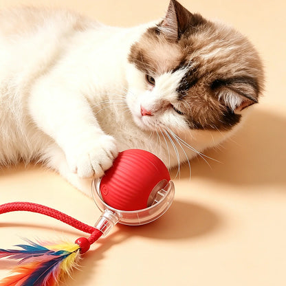 2026 New Smart Automatic Rolling Rubber Ball Cat Toy - USB Rechargeable, Light-Up, Quiet, Bite-Resistant, Wear-Resistant, Non-Toxic, Shatterproof, Plain, Adjustable Mode, Speedy Tail Moving, Universal Fit Interactive Pet Toy (Free Gift Included)