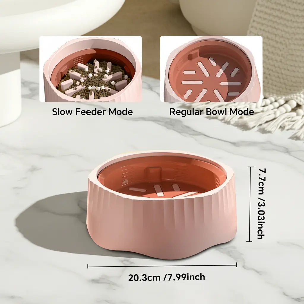 Large Snowflake Maze Slow Feeding Bowl for Dogs - 2-in-1 Design with Removable Insert, Dual Feed Modes, Durable Construction, Easy to Clean, Non-Slip Rubber Base, Promotes Healthy Digestion and Reduces Bloating